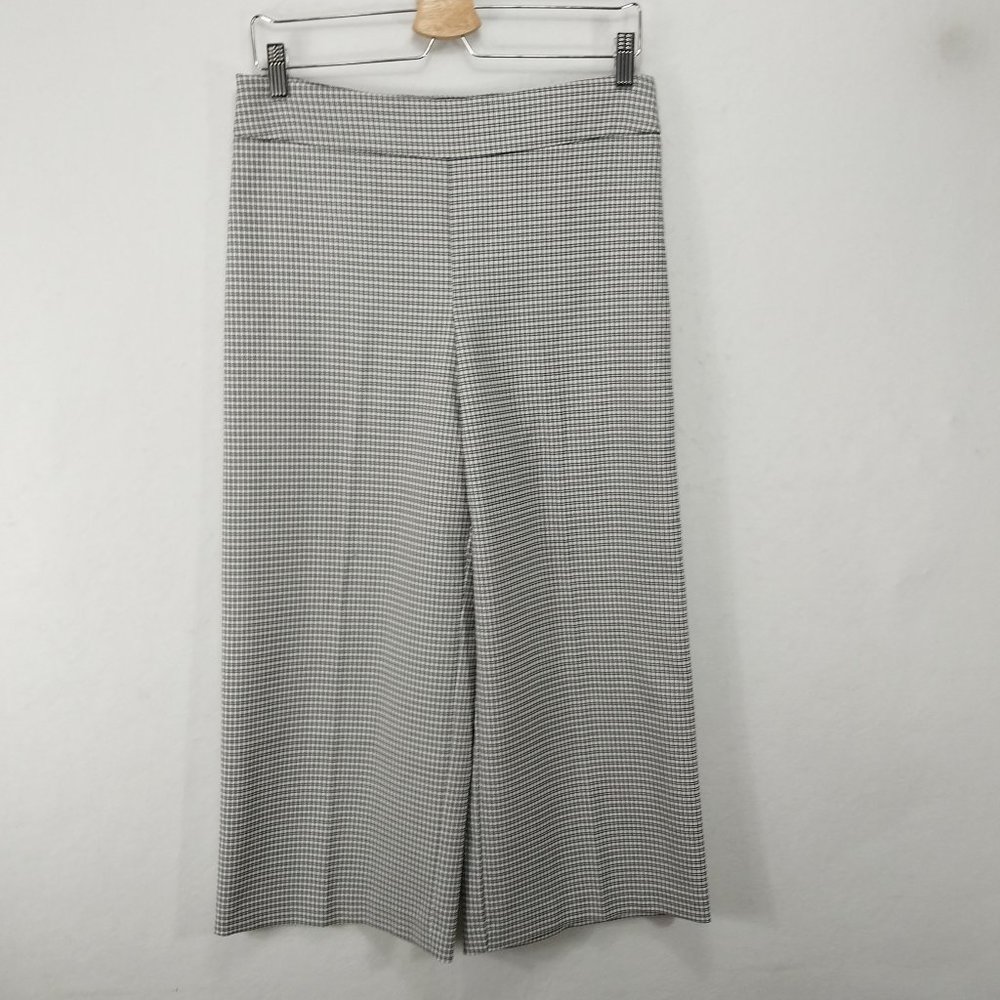 Rachel Zoe Pants Womens 6 M Gray Wide Leg High Rise Crop White Black Check